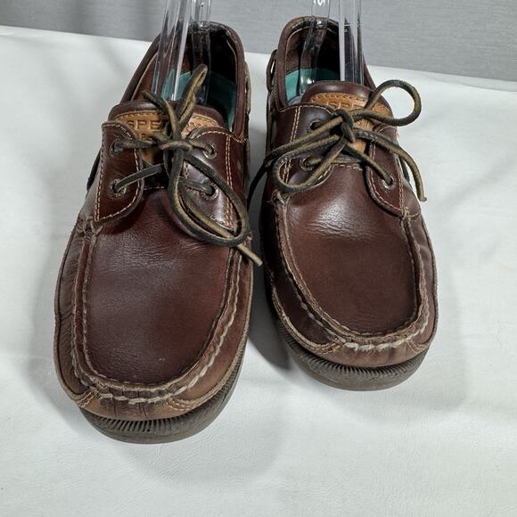 Sperry Top-Sider 0764027 Brown Mako 2 Eye Leather Boat Shoes Mens Sz 9.5 Preppy - Picture 8 of 10